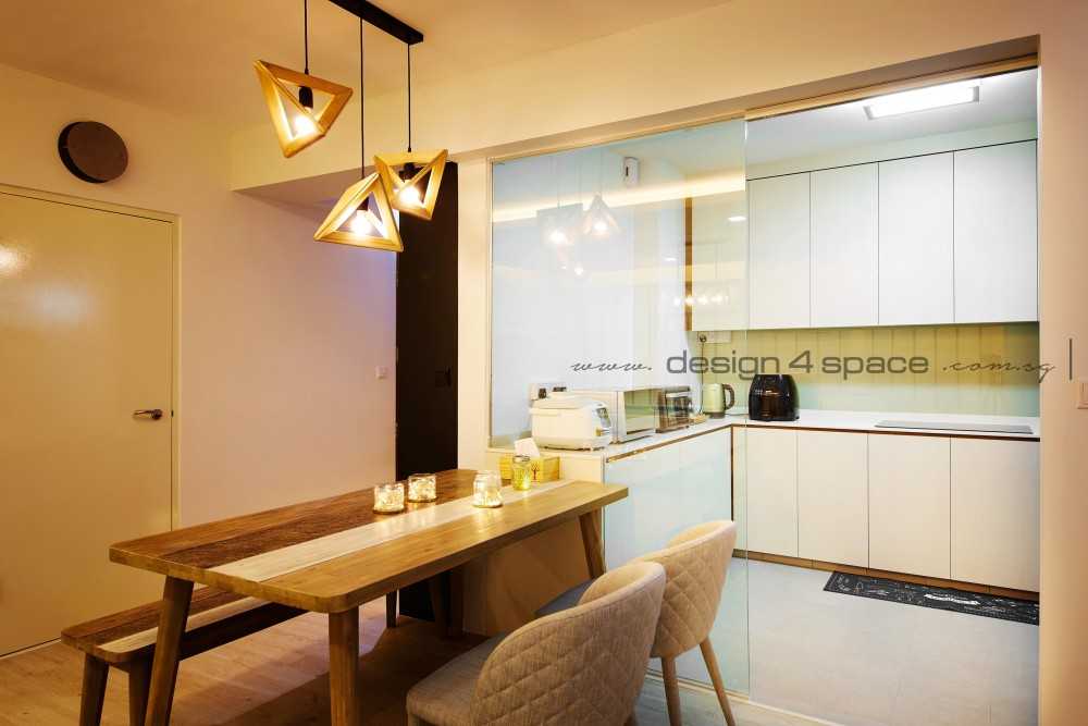 Scandinavian Dining Room with Dining Table and Seating Bench