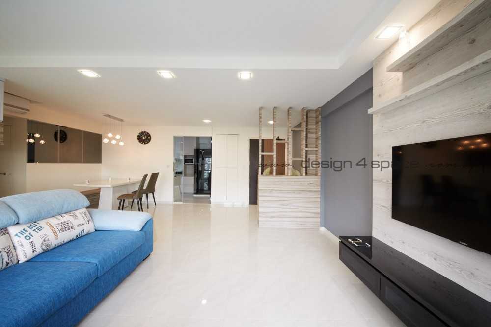 Minimalist Living Room with TV Console and Feature Wall