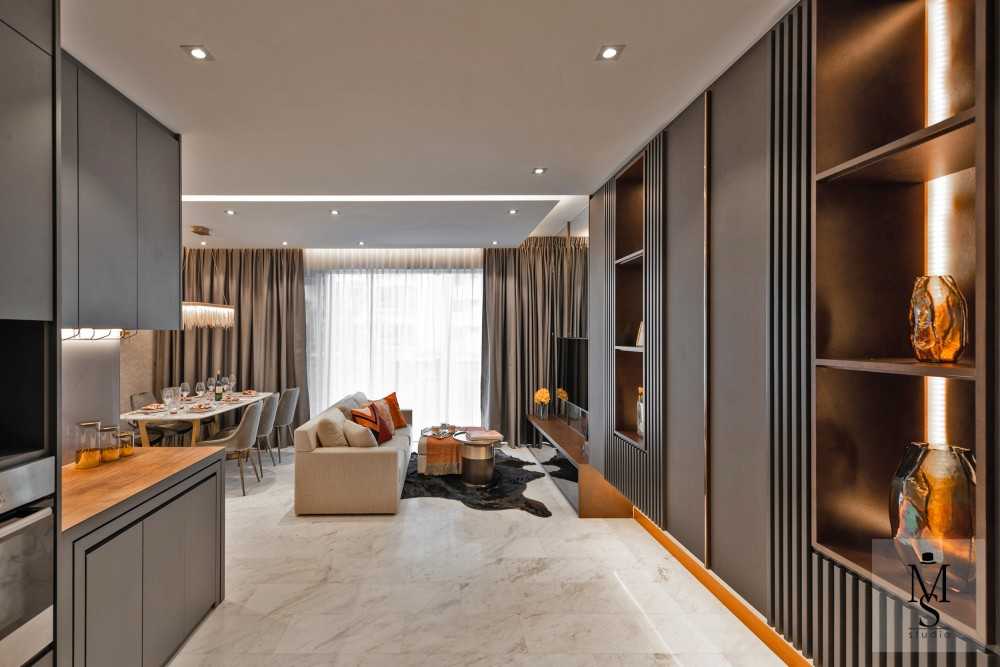Modern Entryway with Mirror and Seating Bench