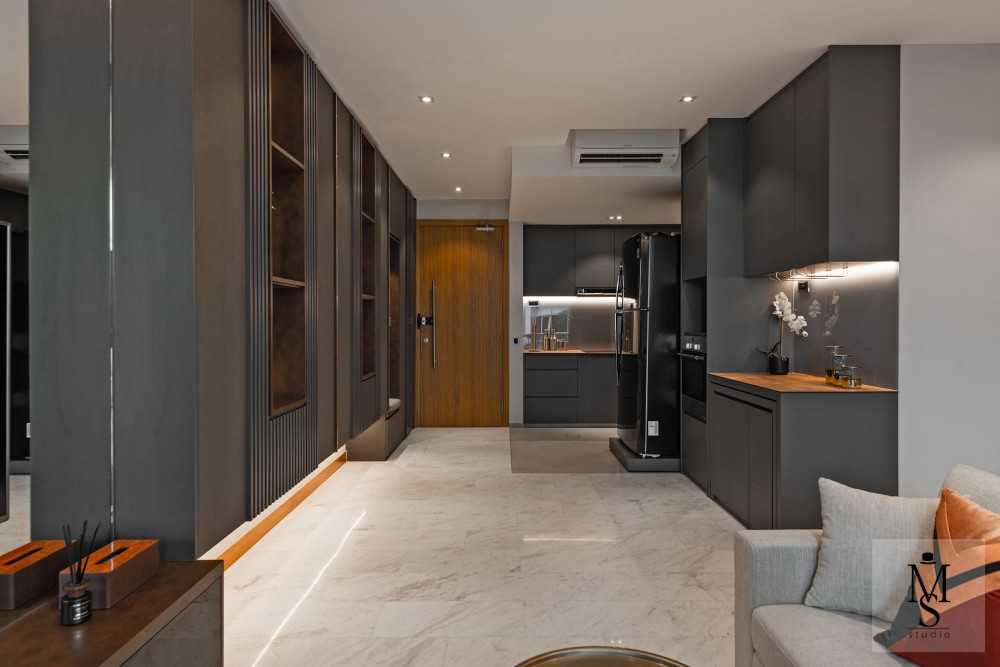 Modern Entryway with Mirror and Seating Bench
