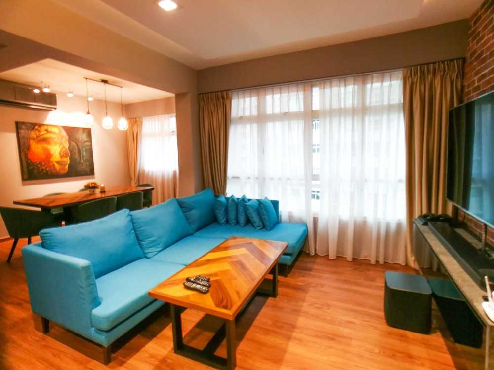Transitional Living Room with Vinyl Flooring and Curtain