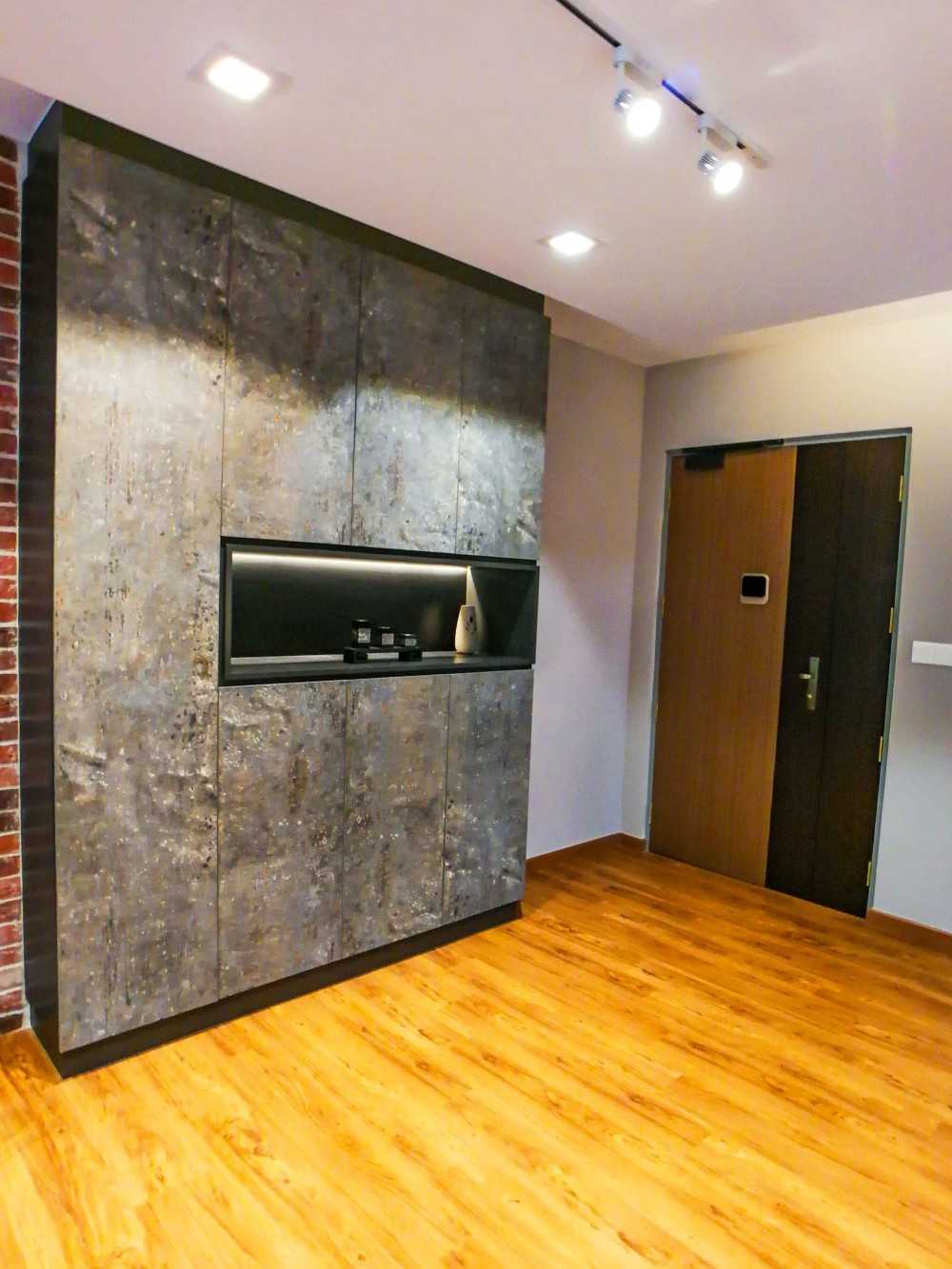 Transitional Entryway with Vinyl Flooring and Downlights