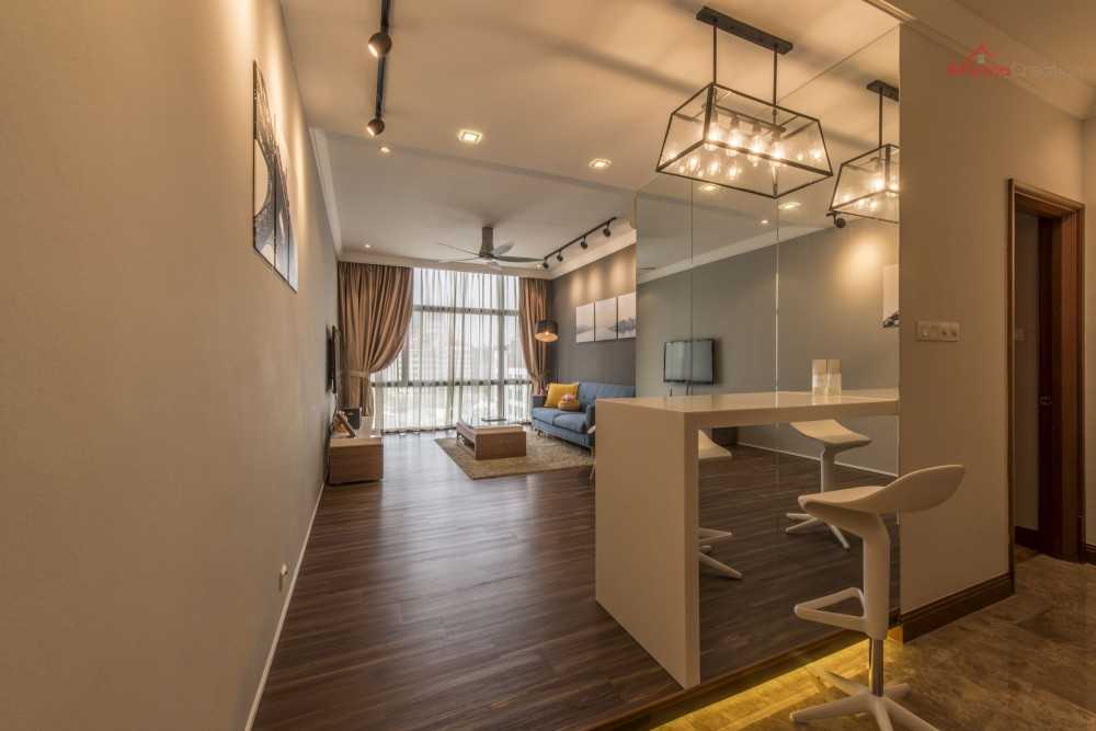Contemporary Bathroom with Wood Flooring and Mirror
