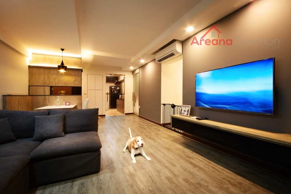 Contemporary Living Room with TV and Display Cabinets