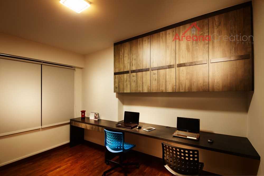 Contemporary Study with Ceiling Light and Storage Cabinets