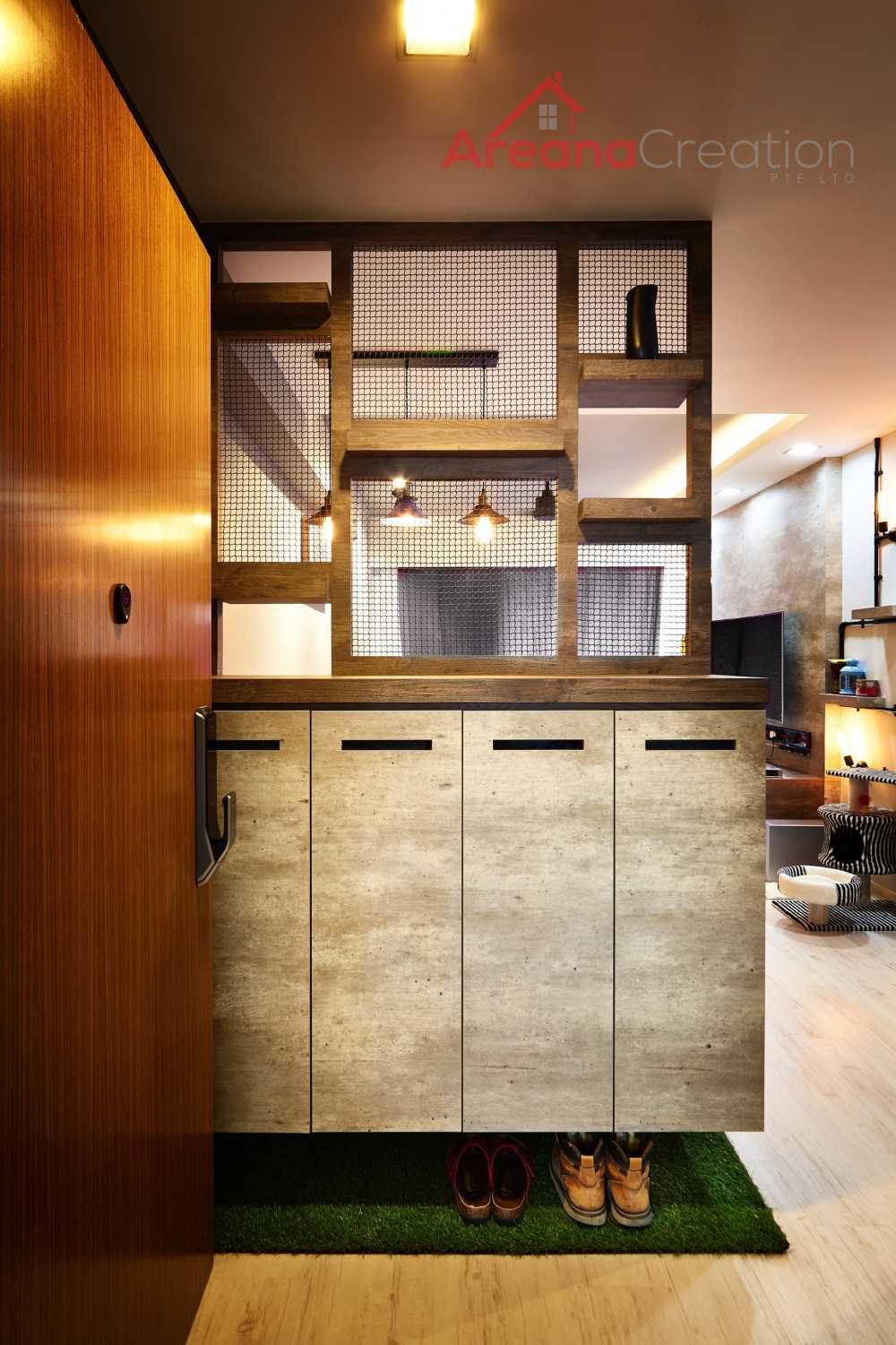 Industrial Entryway with Mirror and Shoe Rack