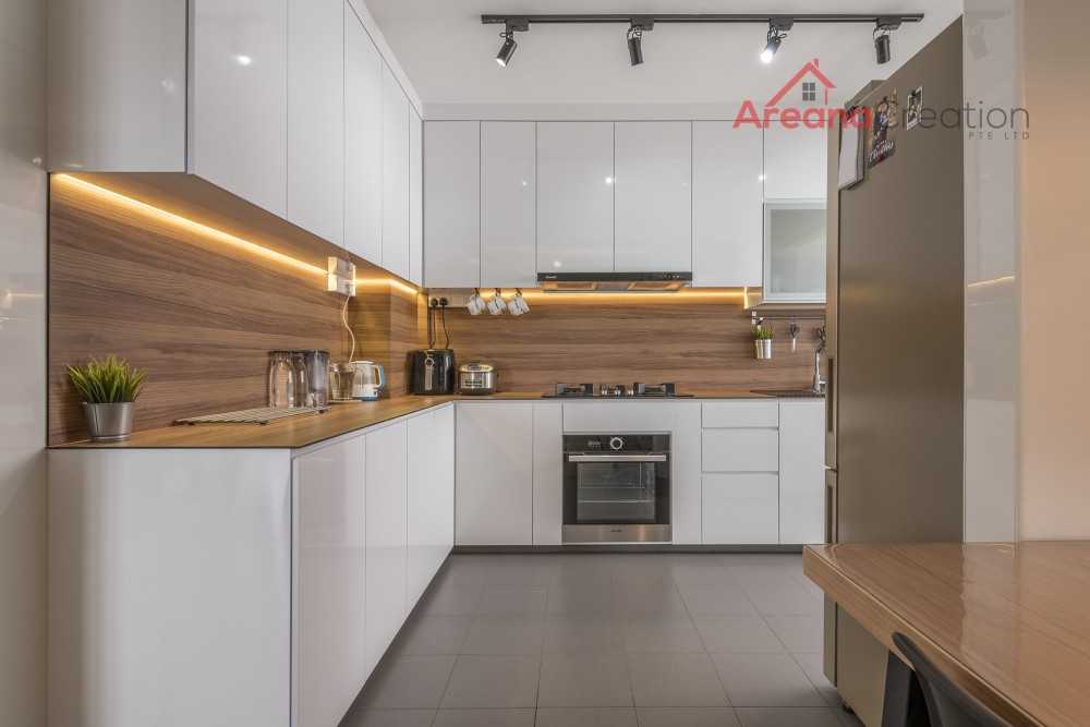 Contemporary Kitchen with Granite Floor and Wood Flooring