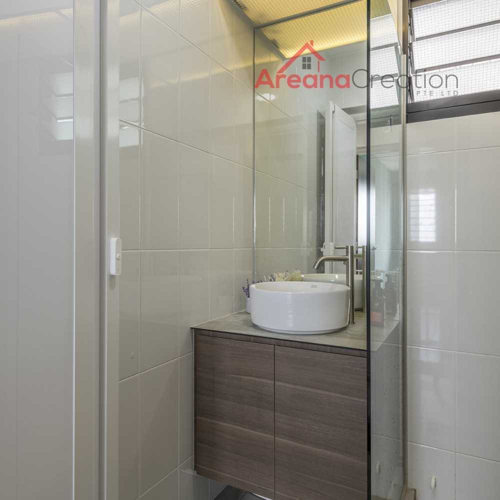 Contemporary Bathroom with Herringbone Tiling and Bathtub