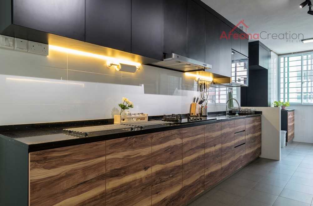 Contemporary Kitchen with Wood Flooring and Kitchen Window