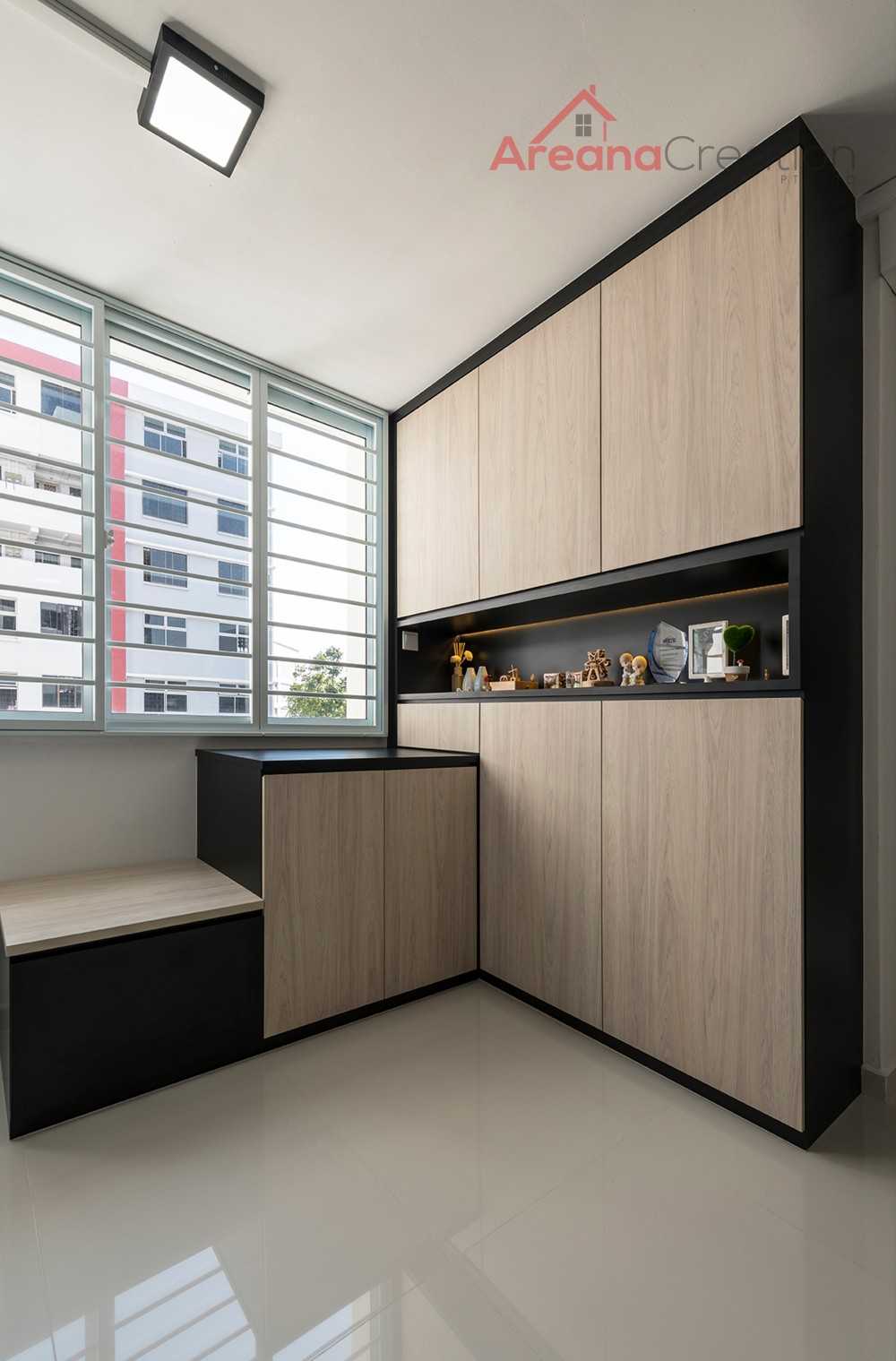 Contemporary Entryway with Mirror and Seating Bench