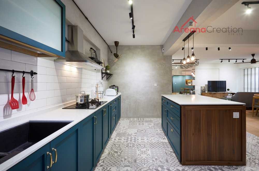 Scandinavian Kitchen with Vinyl Flooring and Homogeneous Tiles