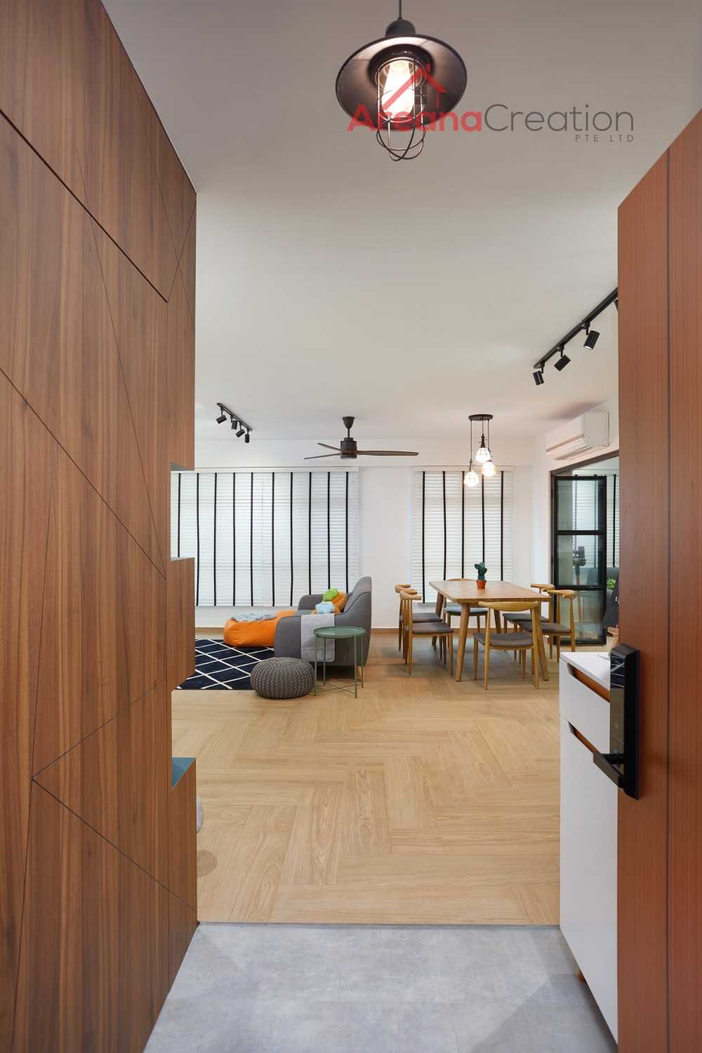 Scandinavian Entryway with Mirror and Seating Bench