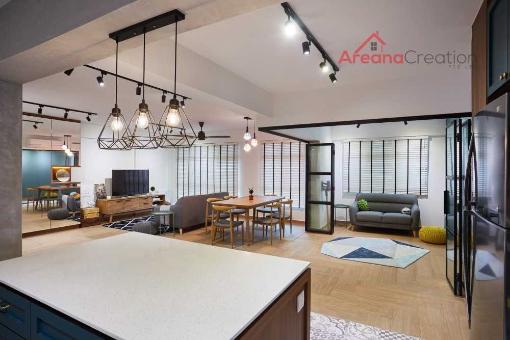 Scandinavian Living Room with Vinyl Flooring and TV Console