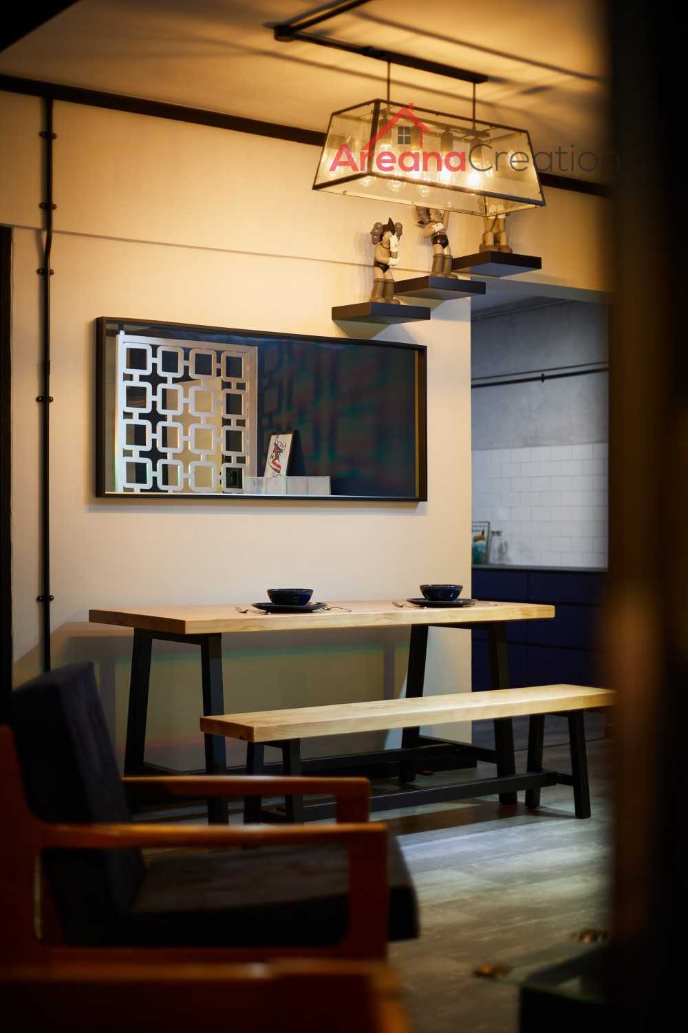 Industrial Dining Room with Ceiling Light and Downlights