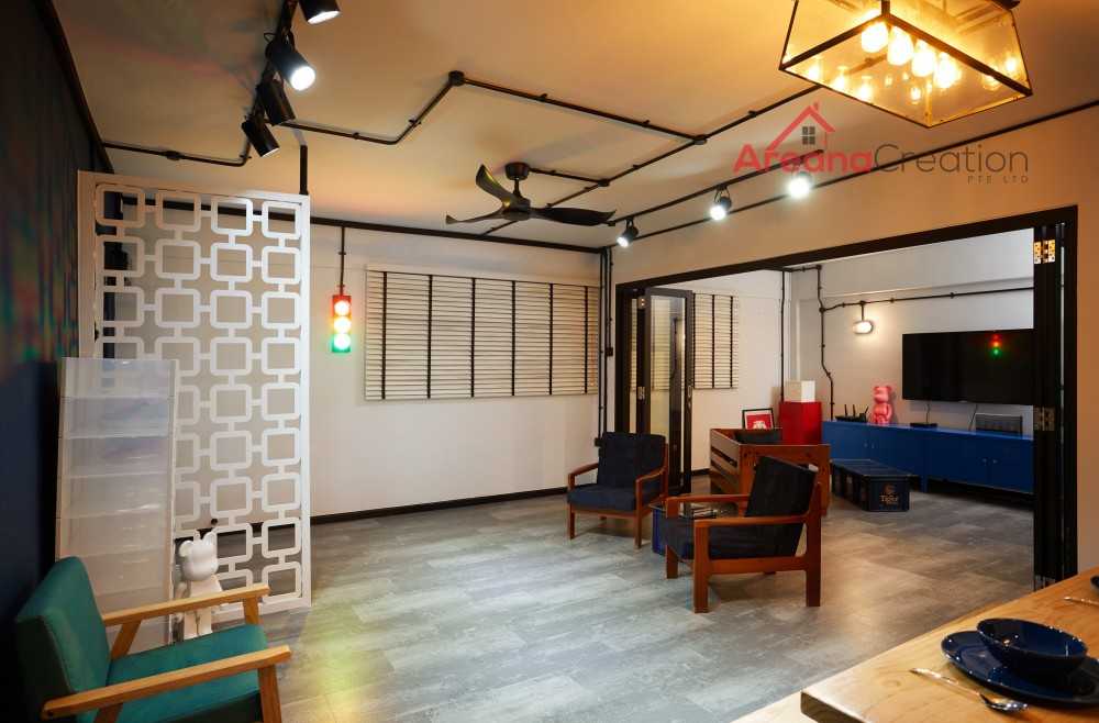 Industrial Dining Room with Drop Ceiling and Dining Table