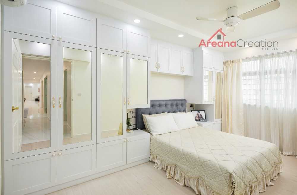 Modern Bedroom with Cement Floor and Marble Floor