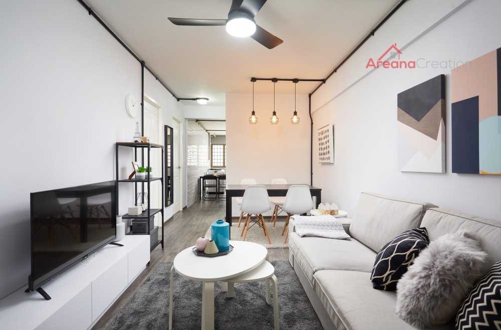 Contemporary Living Room with TV Console and Sofa