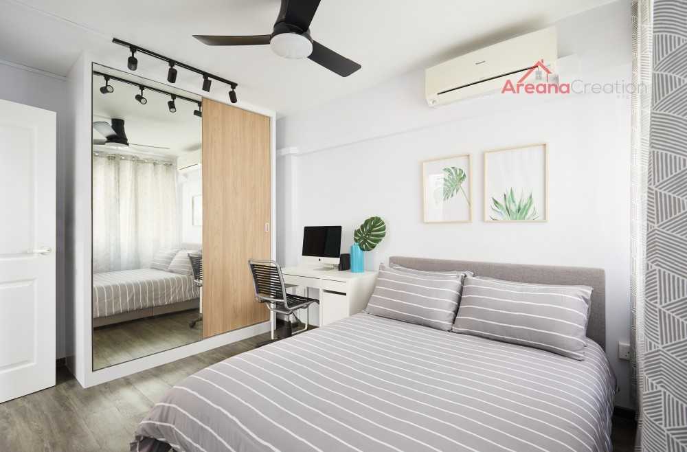 Contemporary Bedroom with Wood Flooring and Wardrobe