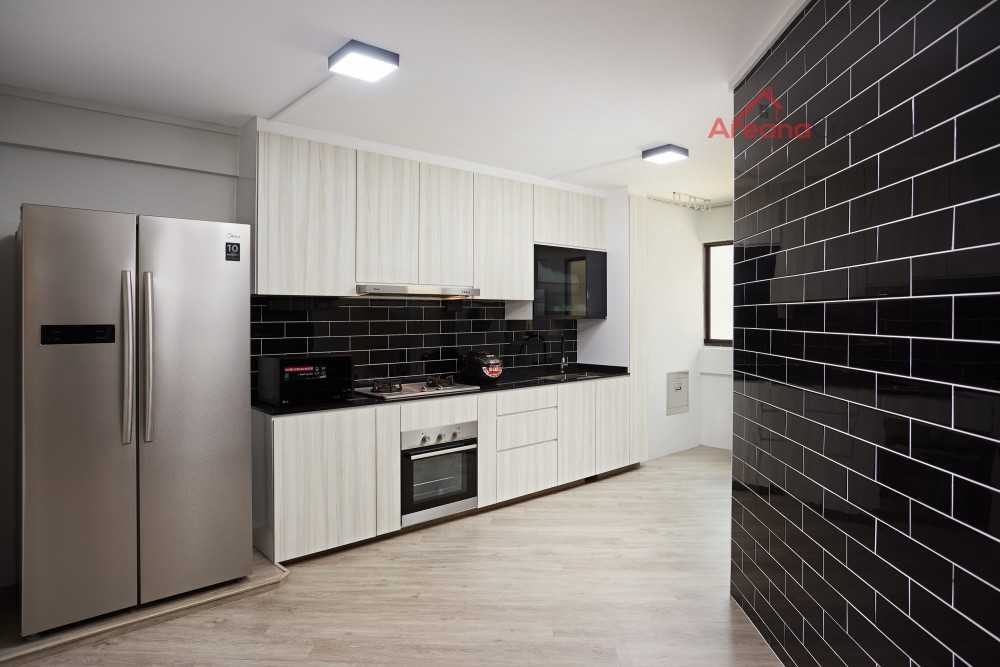 Contemporary Kitchen with Wood Flooring and Kitchen Window