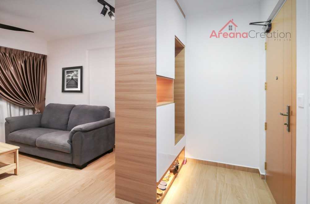 Scandinavian Living Room with Wood Flooring and TV Console