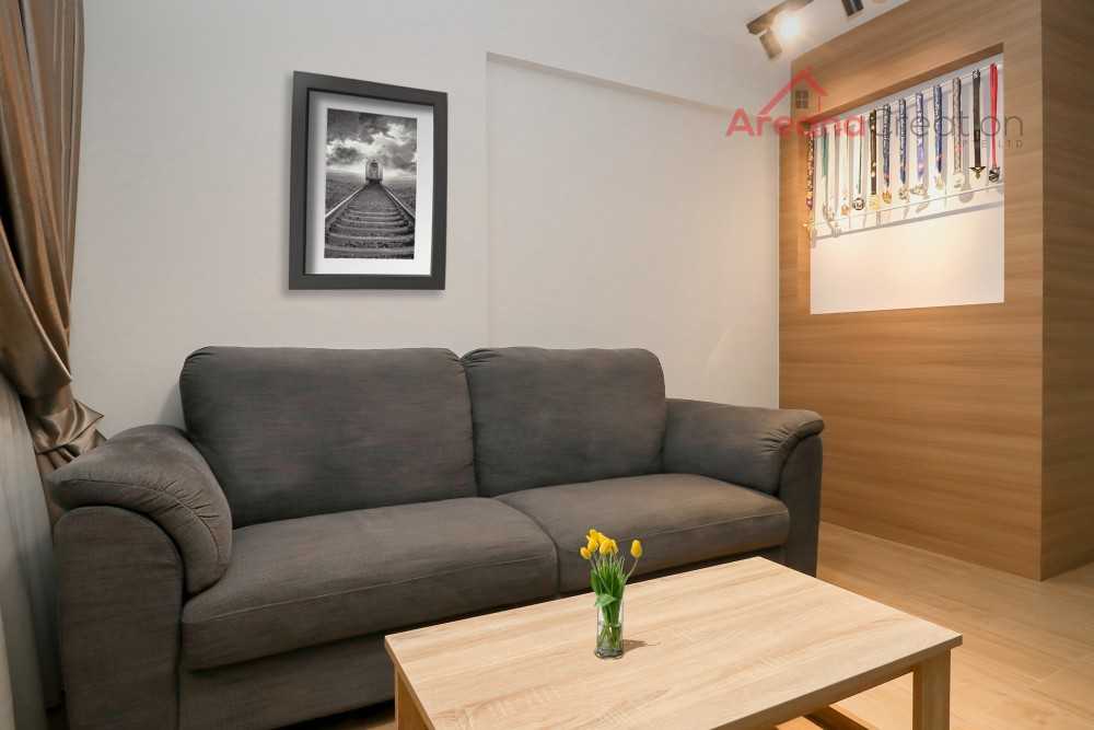 Scandinavian Living Room with TV Console and Sofa