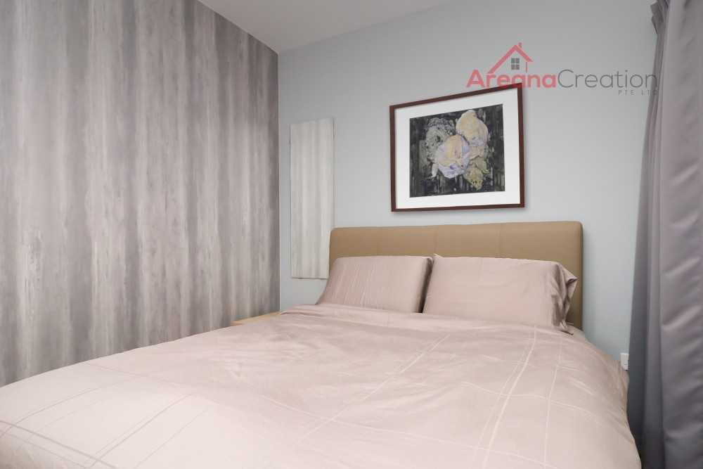 Scandinavian Bedroom with Drop Ceiling and Ceiling Light