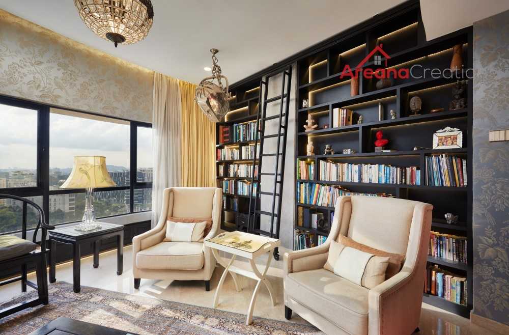 Vintage Living Room with Homogeneous Tiles and Wood Flooring
