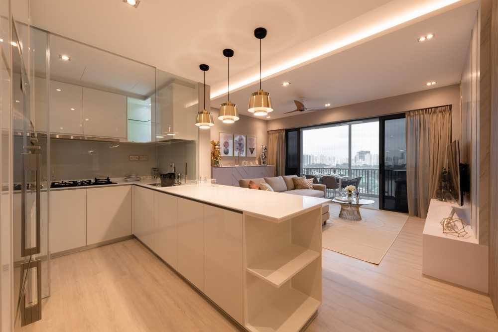 Scandinavian Kitchen with Vinyl Flooring and Flooring
