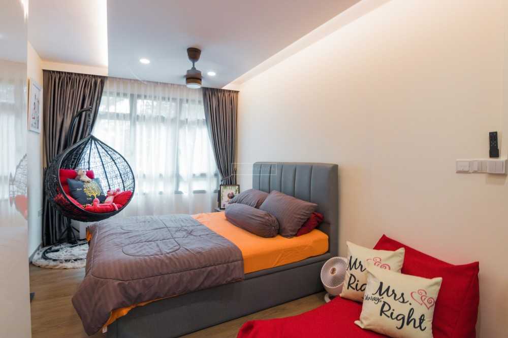 Scandinavian Bedroom with Cove Lighting and Ceiling Light