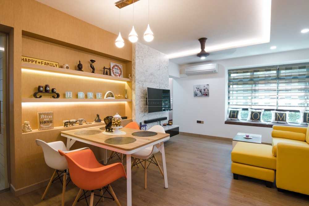 Scandinavian Dining Room with Cove Lighting and Downlights