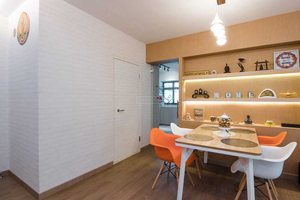 Scandinavian Dining Room with Feature Wall and Dining Table
