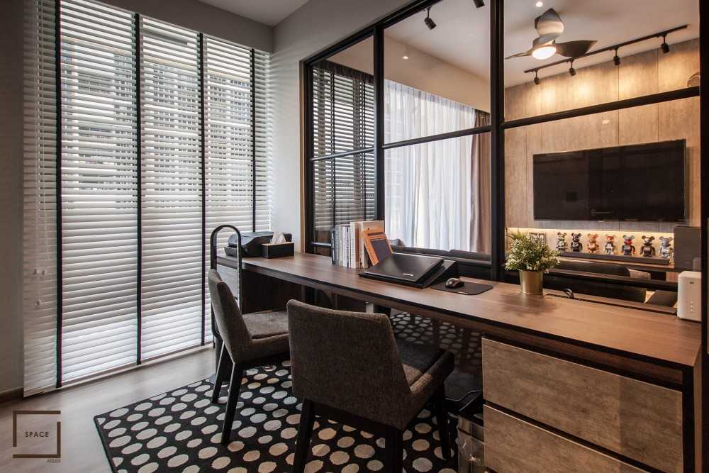 Industrial Home Office with Desk and Desk Chairs