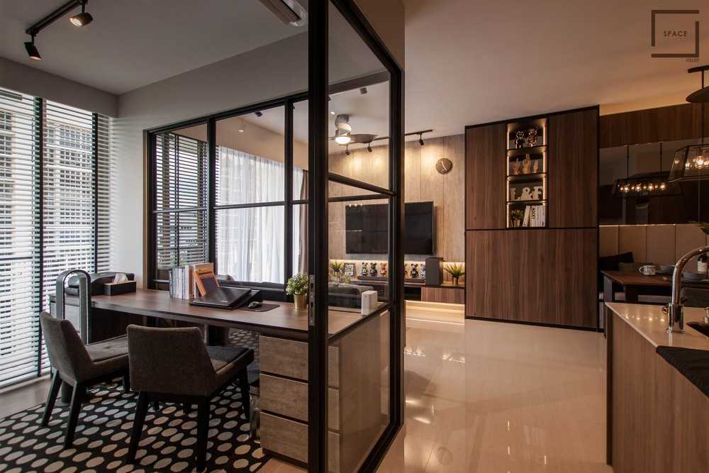 Industrial Living Room with TV Console and Sofa