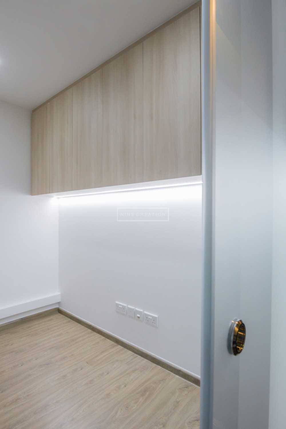 Scandinavian Bedroom with Bookshelf and Vinyl Flooring