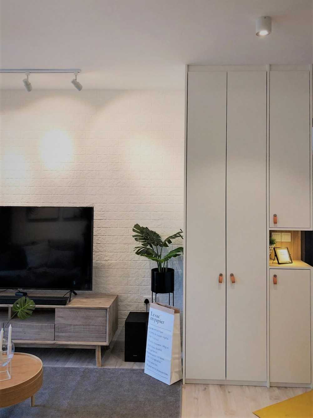 Scandinavian Living Room with Settee and Vinyl Flooring