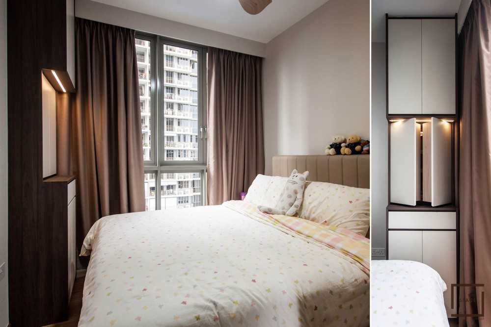 Minimalist Bedroom with Ceiling Light and Wardrobe