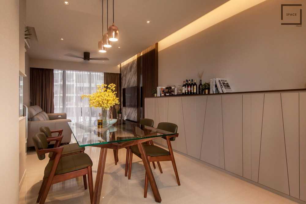Minimalist Living Room with TV Console and Drop Ceiling