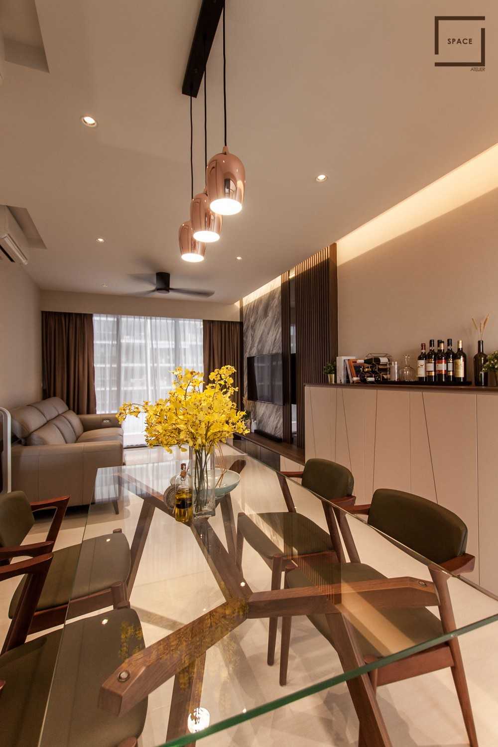 Minimalist Living Room with TV Console and Ceiling Light
