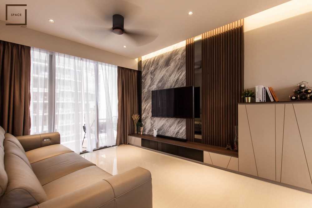 Minimalist Living Room with TV Console and Ceiling Light