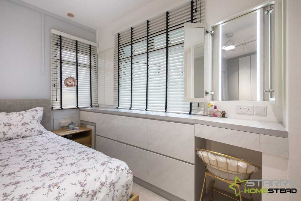 Scandinavian Bedroom with Bedside Table and Storage Cabinets