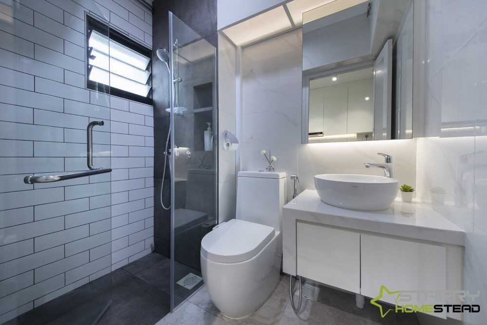 Scandinavian Bathroom with Mirror and Vanity Counter