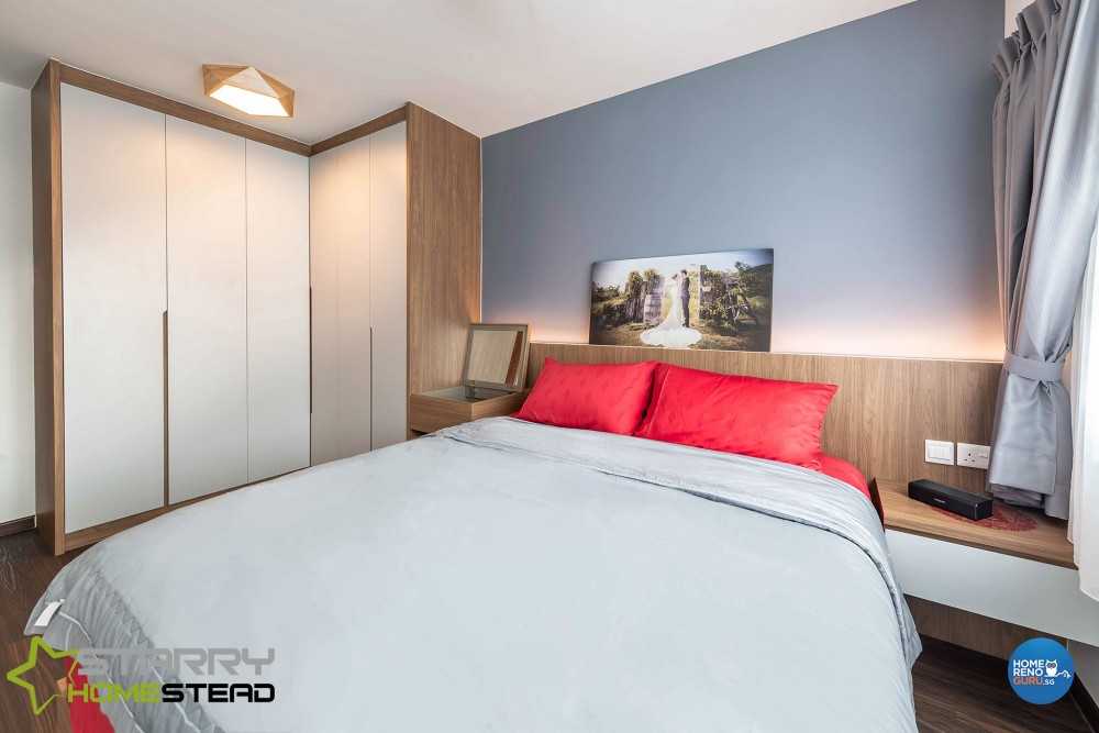 Scandinavian Bedroom with Wardrobe and Bedside Table