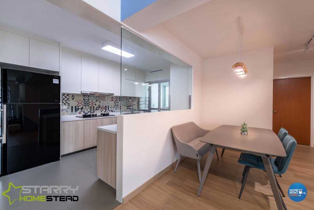 Scandinavian Dining Room with Dining Table and Lighting