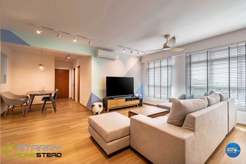 Scandinavian Living Room with TV Console and Sofa