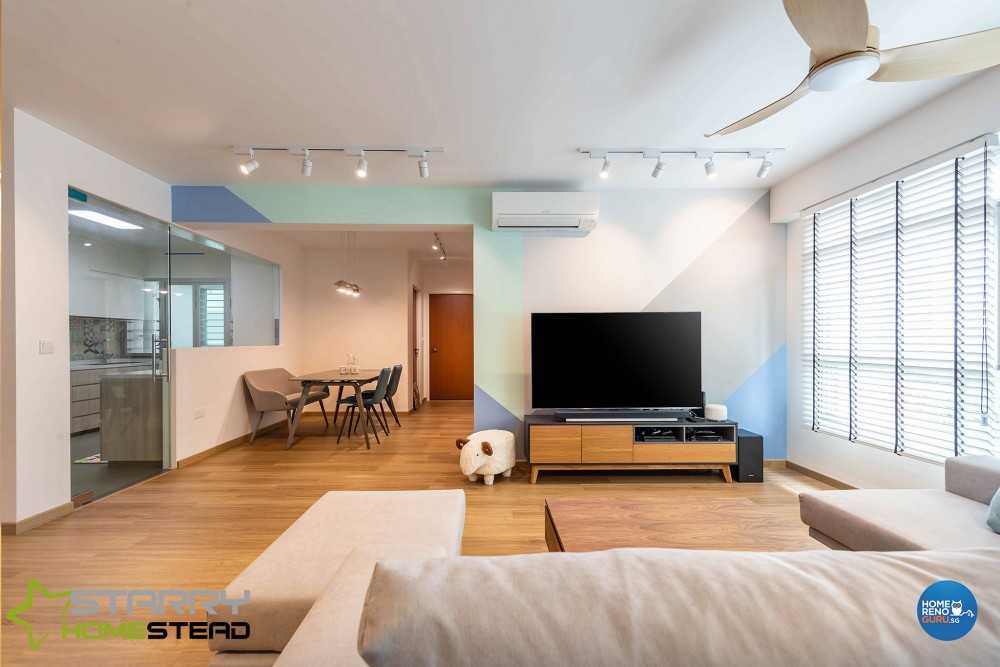 Scandinavian Living Room with TV Console and Sofa