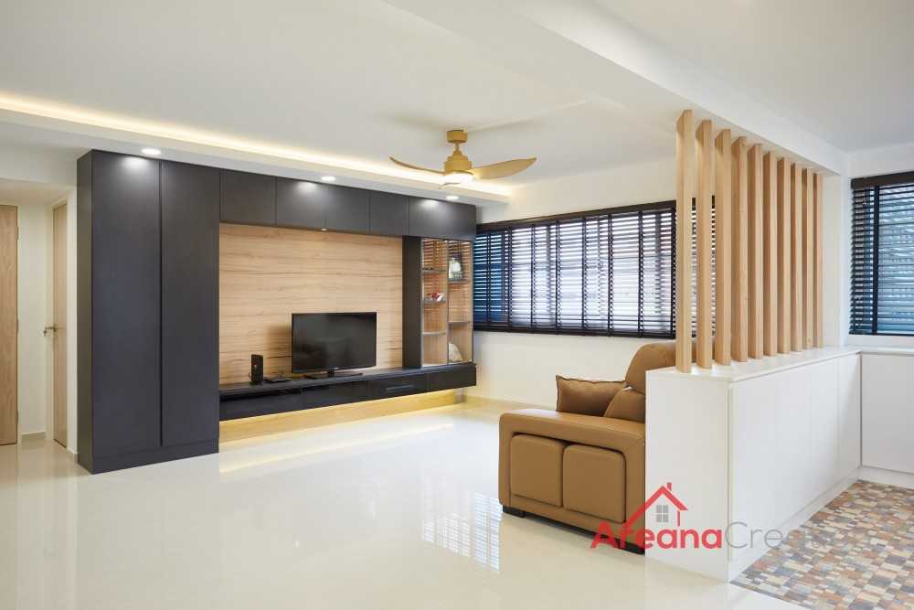 Contemporary Living Room with TV Console and Ceiling Light