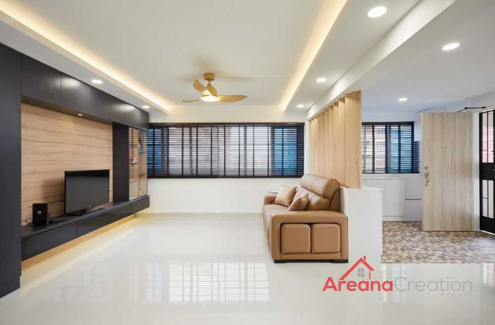 Contemporary Living Room with TV Console and Drop Ceiling