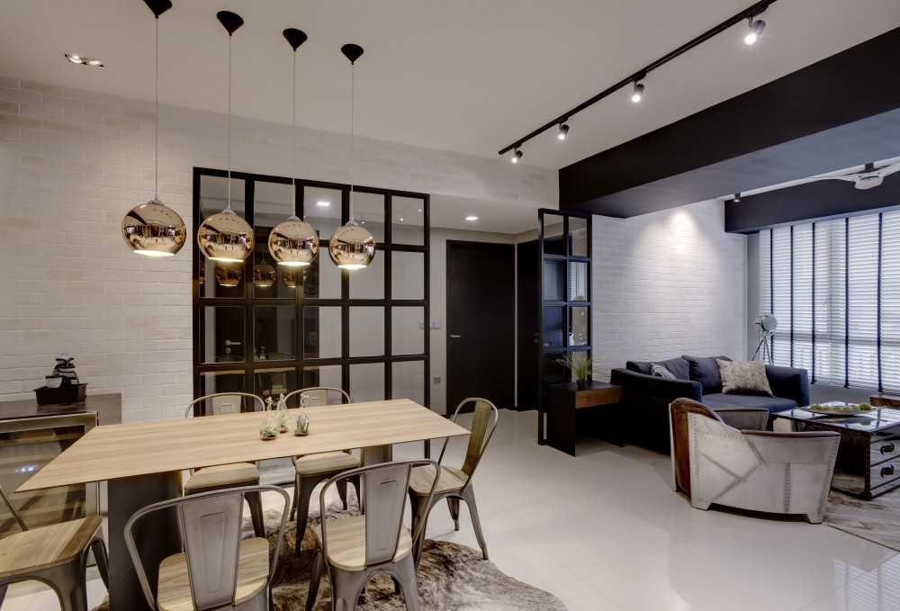 Modern Dining Room with Feature Wall and Wallpaper