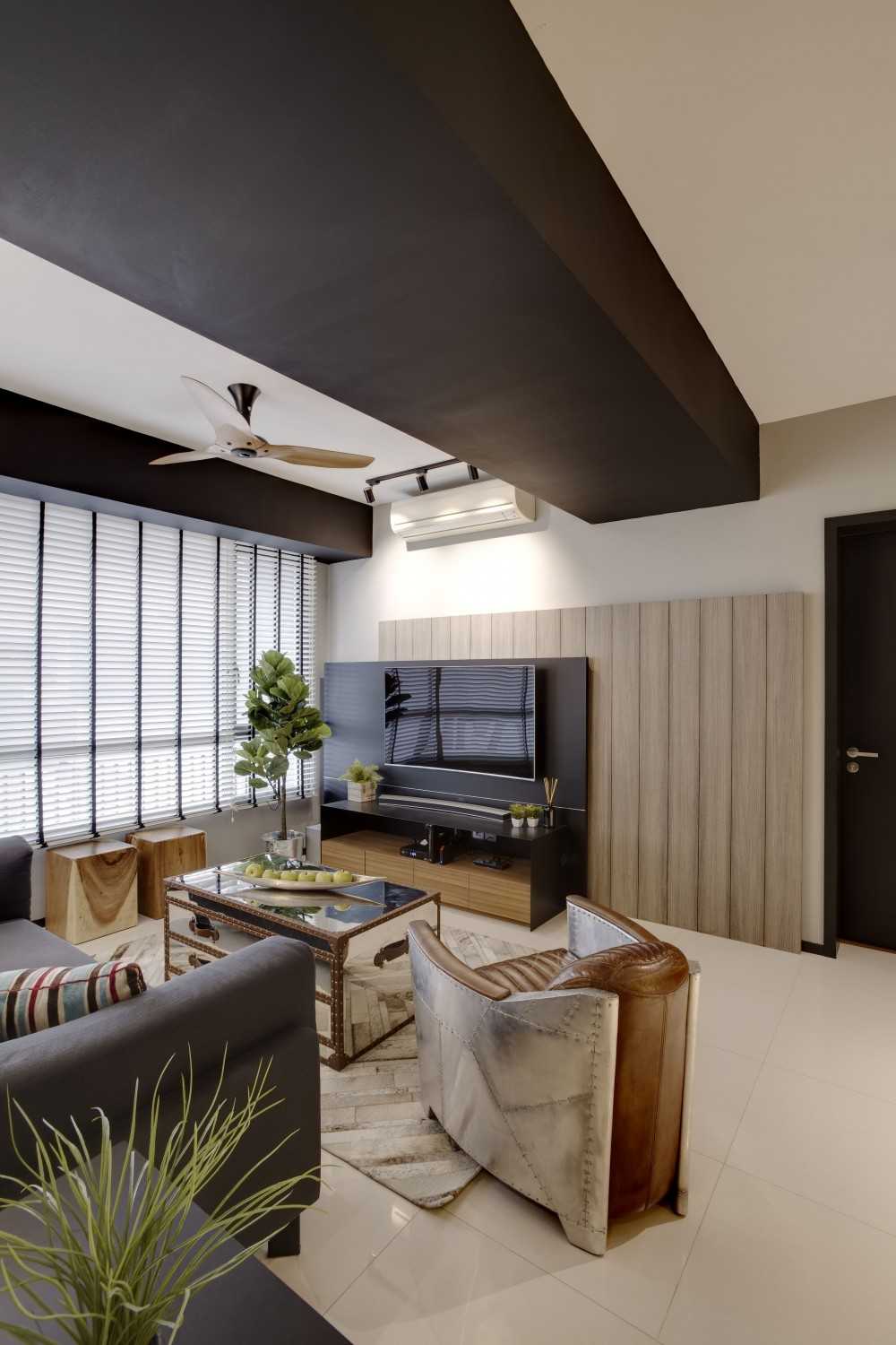 Modern Living Room with TV Console and Feature Wall