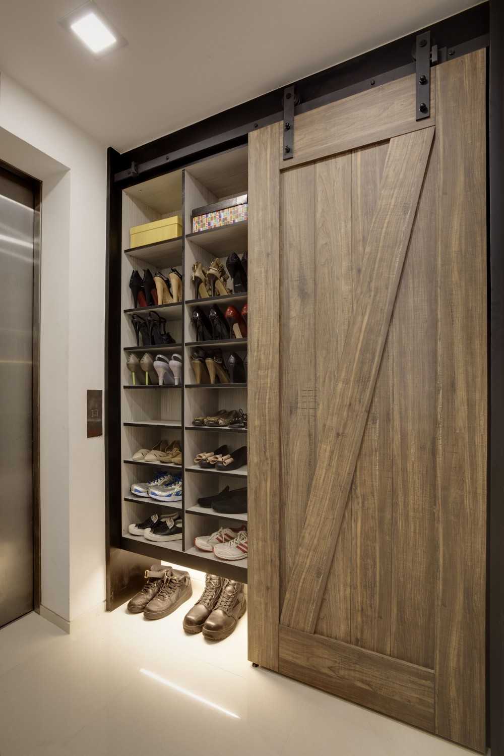 Modern Entryway with Ceiling Light and Small Storage